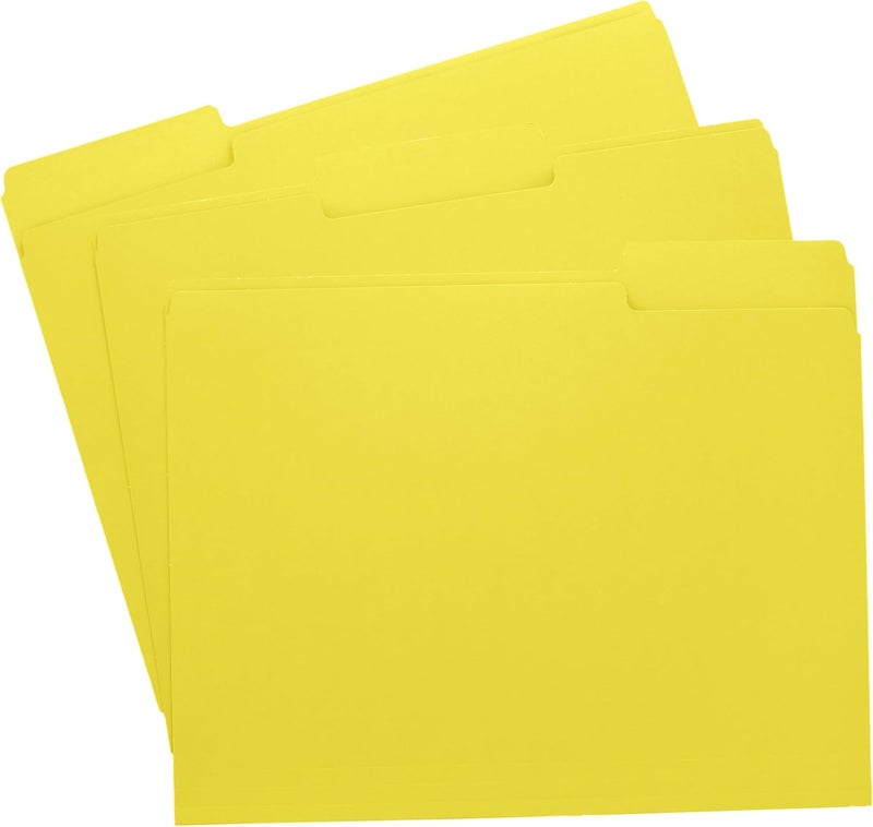 ACTIVITYYA Yellow File Folders, 1/3-Cut Tabs, Letter Size, 12-Pack – Durable Office Filing Folders for Documents, Papers, and Organization - Image 1